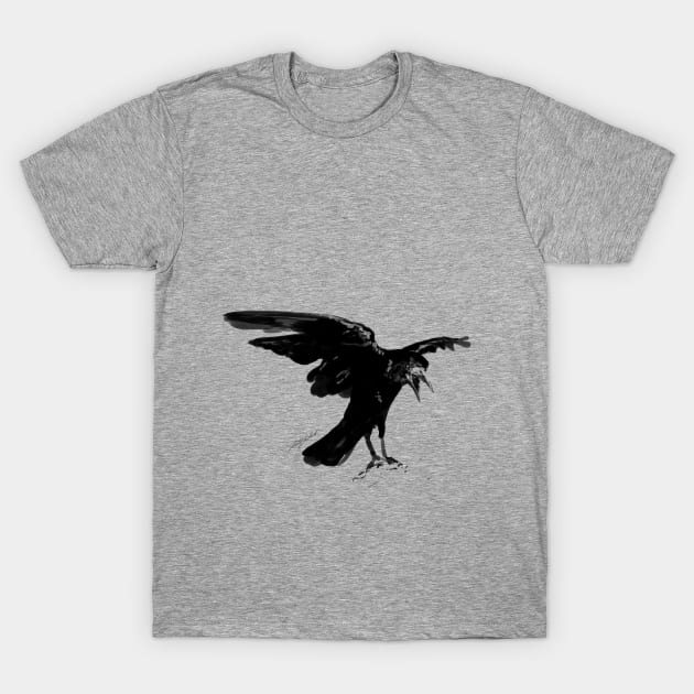 Handpainted Crow T-Shirt by KalebLechowsk